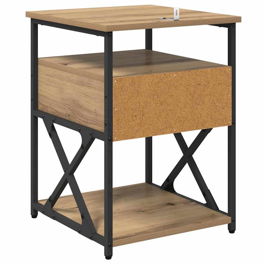 Nachtkastje met lade Artisan Eiken 40 x 42 x 55 cm Bewerkt hout