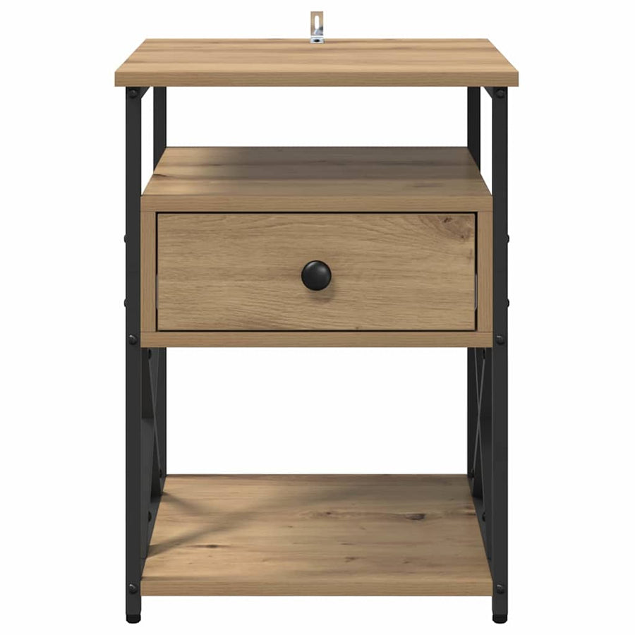 Nachtkastje met lade Artisan Eiken 40 x 42 x 55 cm Bewerkt hout
