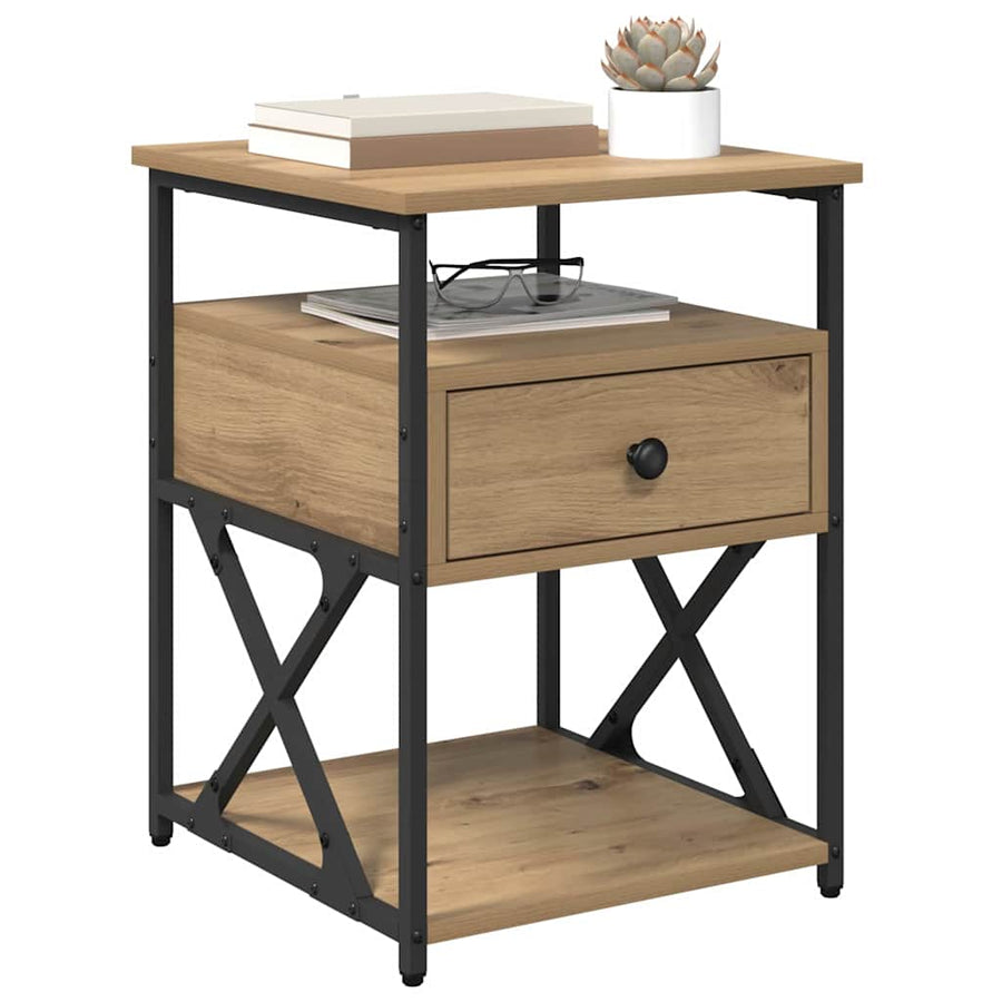 Nachtkastje met lade Artisan Eiken 40 x 42 x 55 cm Bewerkt hout
