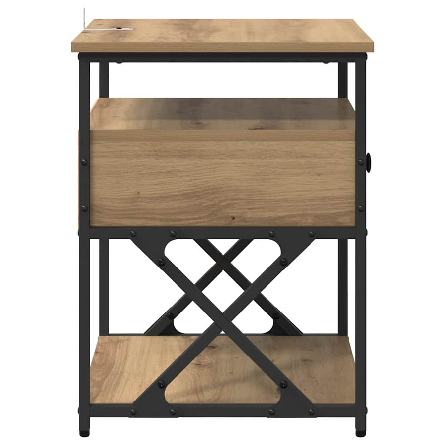 Nachtkastje met lade Artisan Eiken 40 x 42 x 55 cm Bewerkt hout
