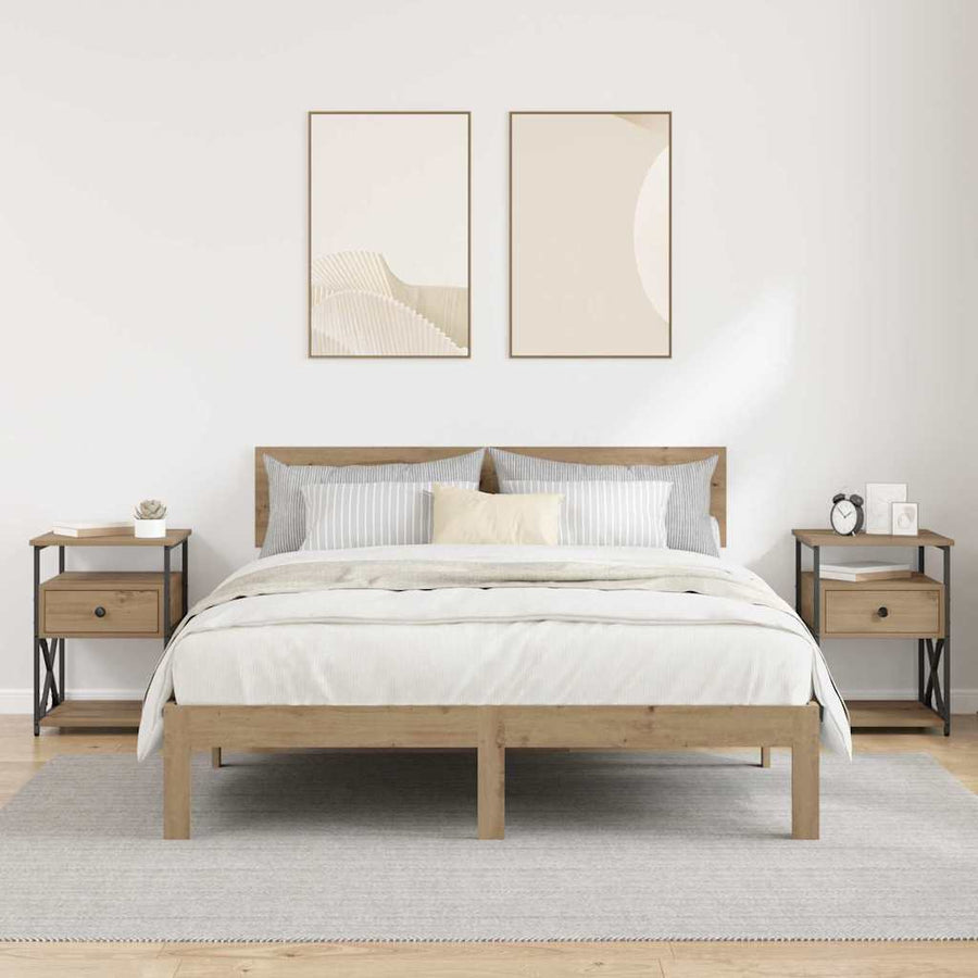 Nachtkastje 2 pcs Artisan Eiken 40 x 42 x 55 cm Bewerkt hout