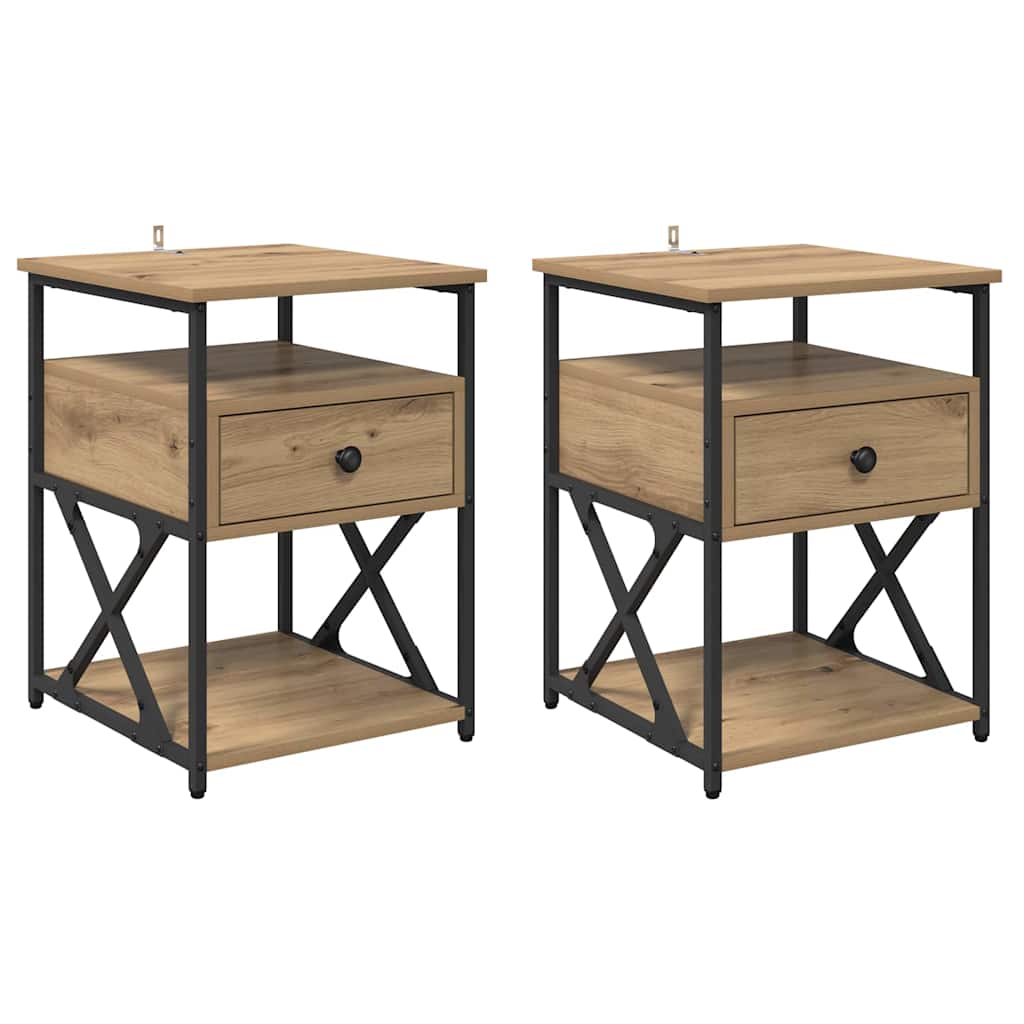 Nachtkastje 2 pcs Artisan Eiken 40 x 42 x 55 cm Bewerkt hout