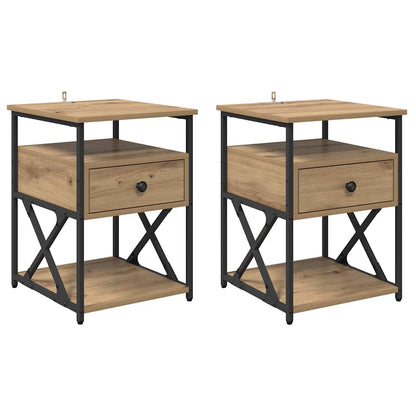 Nachtkastje 2 pcs Artisan Eiken 40 x 42 x 55 cm Bewerkt hout