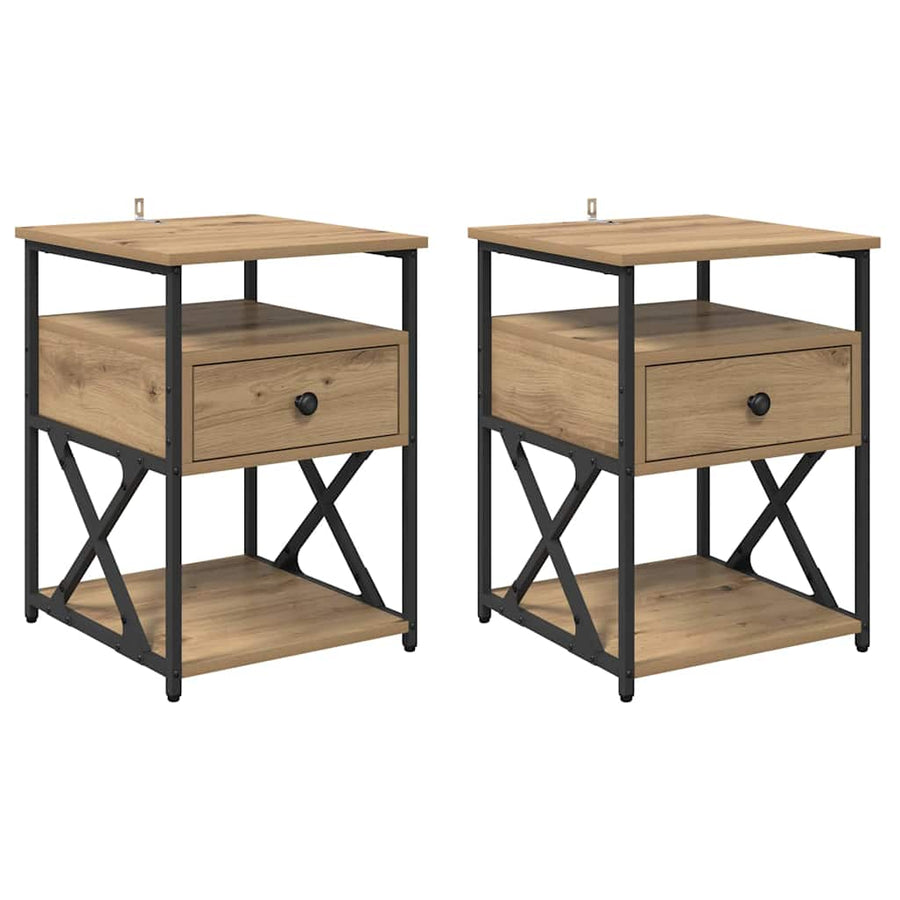 Nachtkastje 2 pcs Artisan Eiken 40 x 42 x 55 cm Bewerkt hout