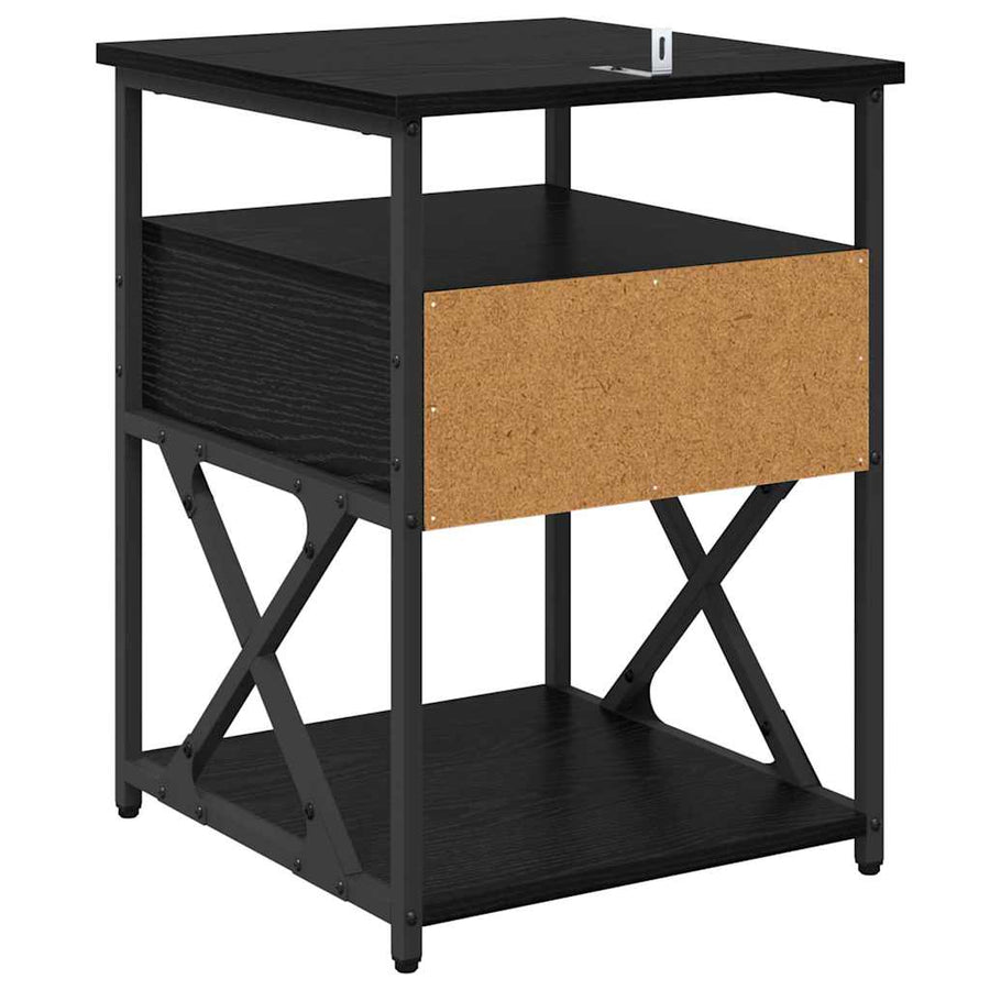 Nachtkastje 2 pcs Zwart Eiken 40 x 42 x 55 cm Bewerkt hout
