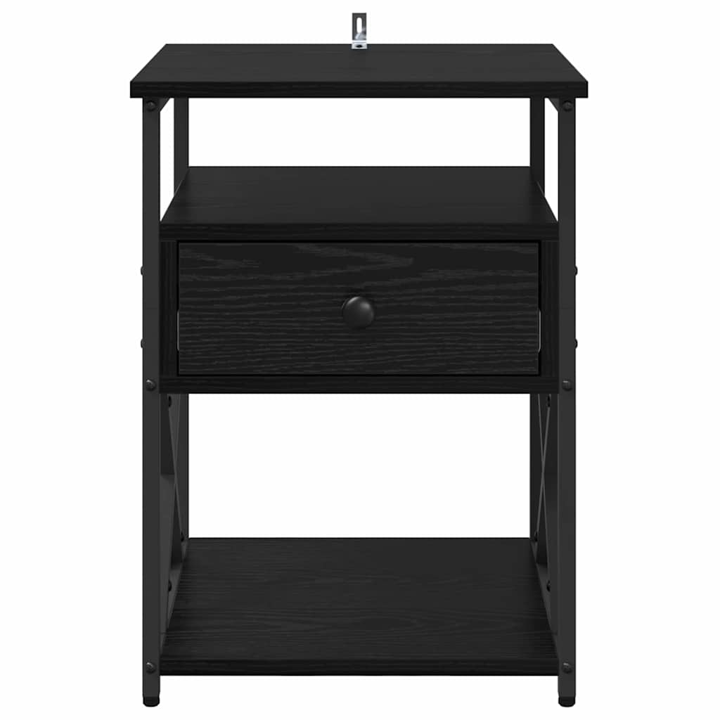 Nachtkastje 2 pcs Zwart Eiken 40 x 42 x 55 cm Bewerkt hout