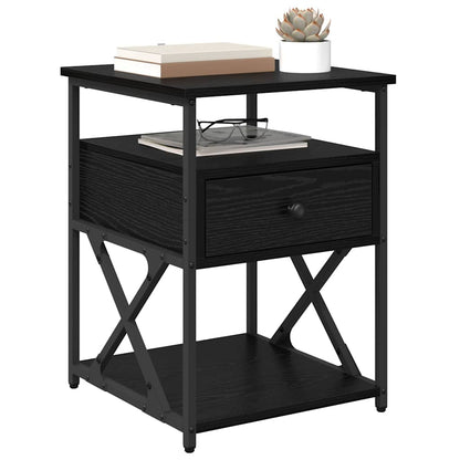 Nachtkastje 2 pcs Zwart Eiken 40 x 42 x 55 cm Bewerkt hout
