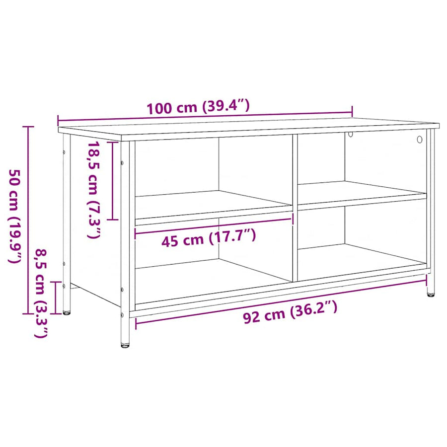 TV-kast Zwart Eiken 100 x 40 x 50 cm Bewerkt hout