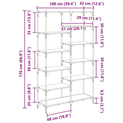 Boekenkast Oud hout 100 x 32 x 170 cm Bewerkt hout