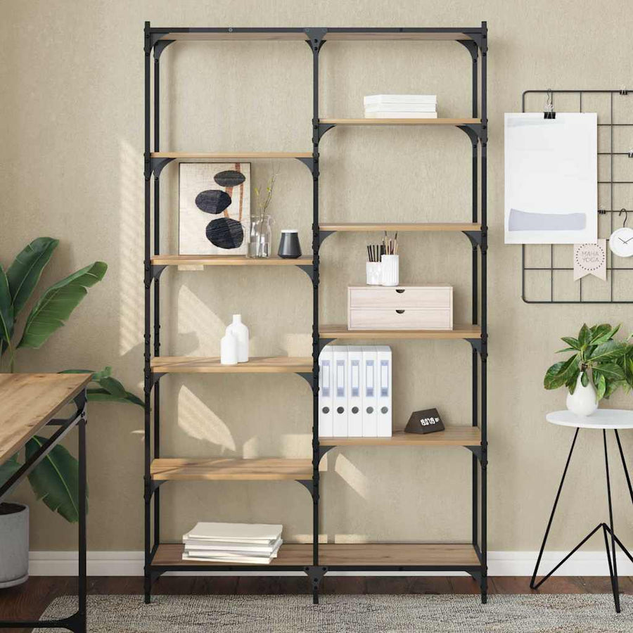 Boekenkast artisanaal eikenkleurig 100 x 32 x 170 cm