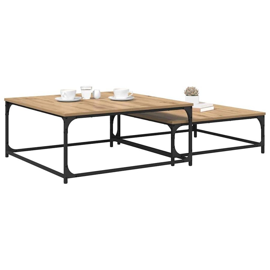 Nesting Koffietafel 2 pcs artisanaal eikenkleurig