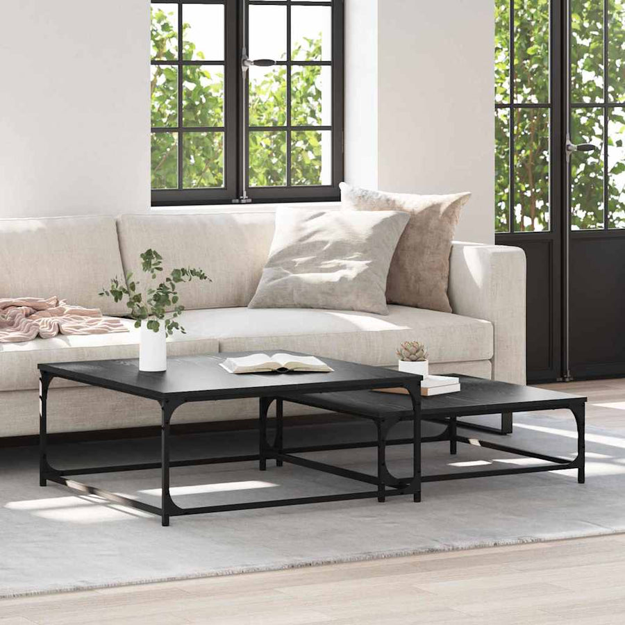 Nesting Koffietafel 2 pcs Zwart eiken 80 x 8035 x cm