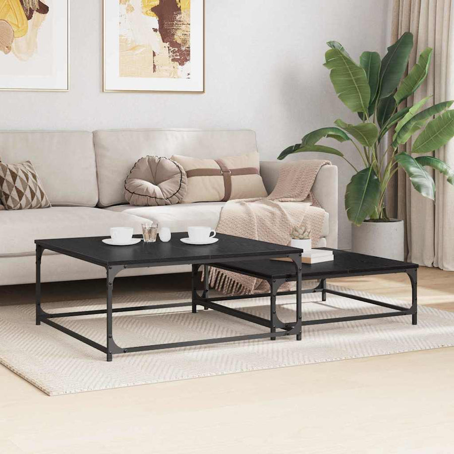 Nesting Koffietafel 2 pcs Zwart eiken 80 x 8035 x cm