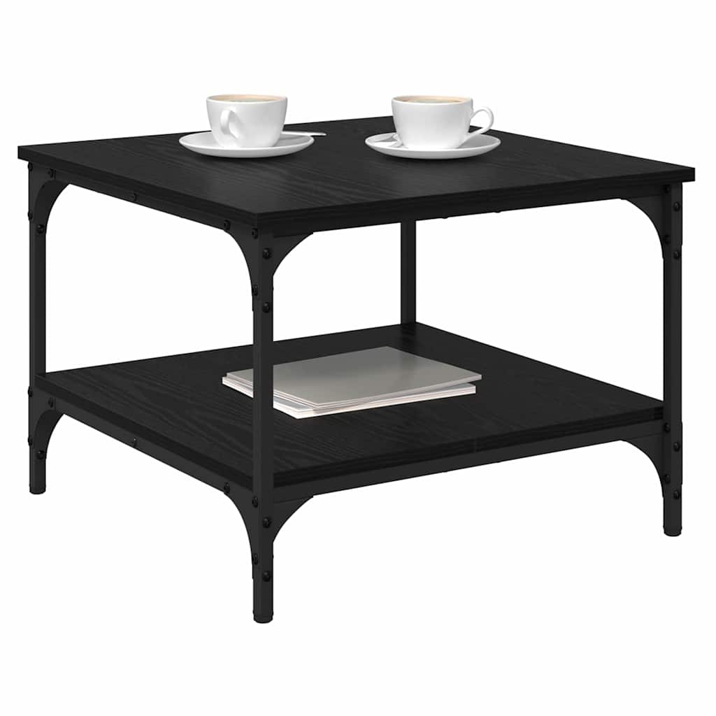 Salontafel Zwart Eiken 55 x 55 x 40 cm Bewerkt hout