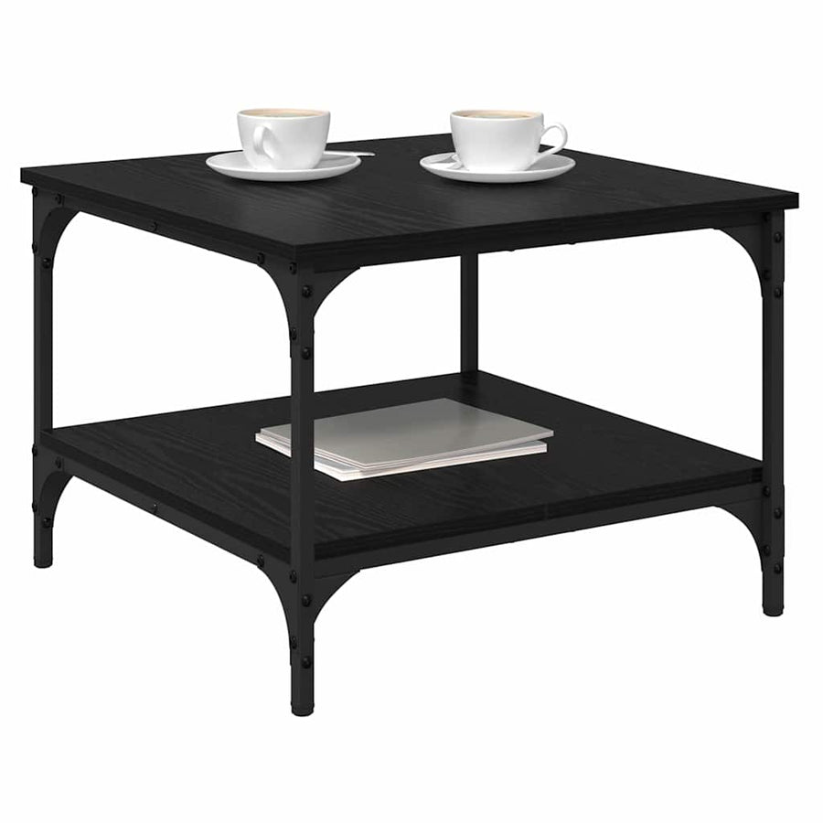 Salontafel Zwart Eiken 55 x 55 x 40 cm Bewerkt hout