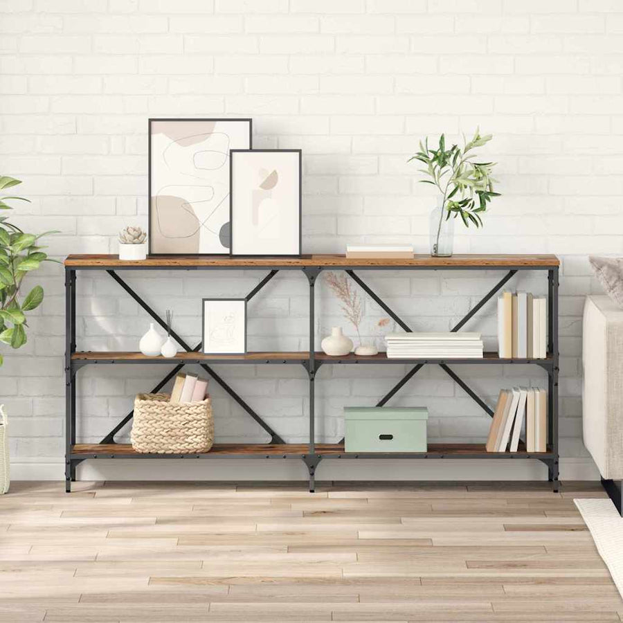 Wandtafel met plank Oud Hout 160 x 30 x 75 cm Bewerkt hout