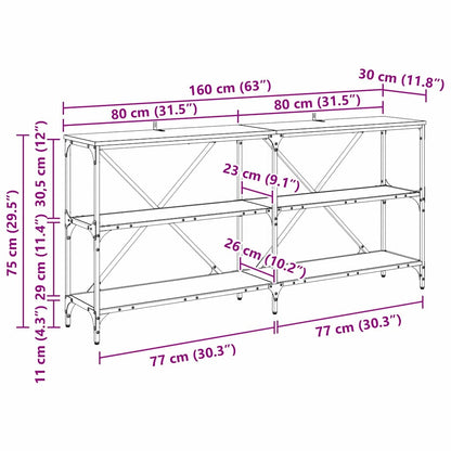 Wandtafel met plank Artisan Eiken 160 x 30 x 75 cm Bewerkt hout