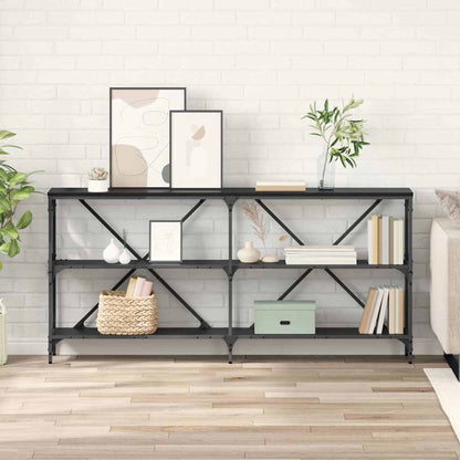 Wandtafel met plank Zwart Eiken 160 x 30 x 75 cm Bewerkt hout