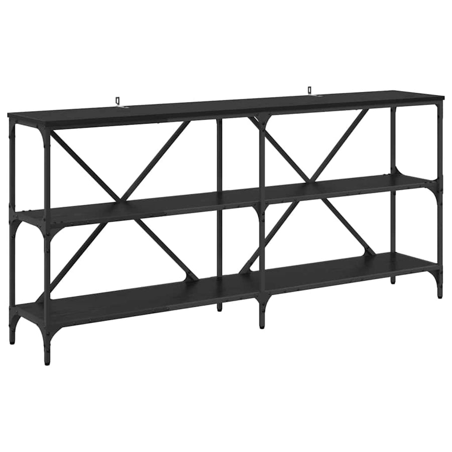 Wandtafel met plank Zwart Eiken 160 x 30 x 75 cm Bewerkt hout