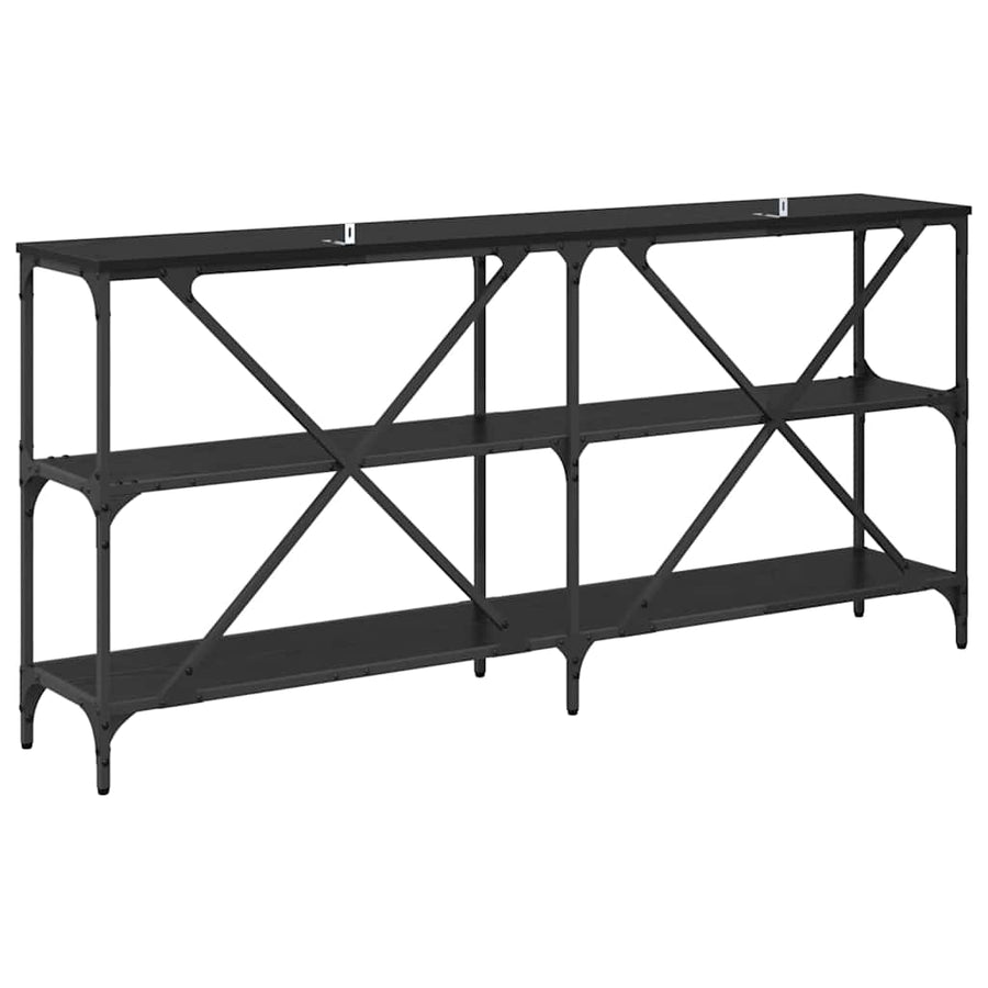 Wandtafel met plank Zwart Eiken 160 x 30 x 75 cm Bewerkt hout