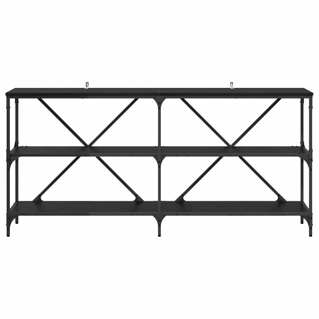 Wandtafel met plank Zwart Eiken 160 x 30 x 75 cm Bewerkt hout