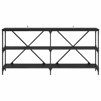 Wandtafel met plank Zwart Eiken 160 x 30 x 75 cm Bewerkt hout