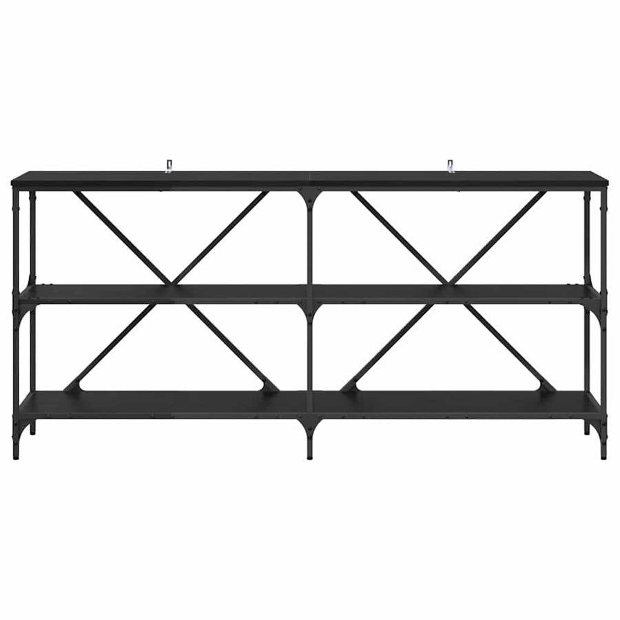 Wandtafel met plank Zwart Eiken 160 x 30 x 75 cm Bewerkt hout