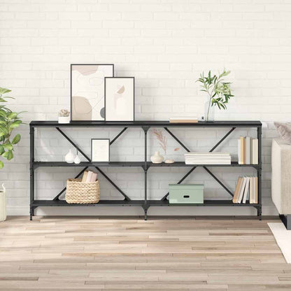 Wandtafel met plank met opslag Zwart Eiken 180 x 30 x 75 cm