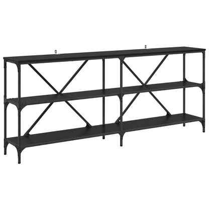 Wandtafel met plank met opslag Zwart Eiken 180 x 30 x 75 cm