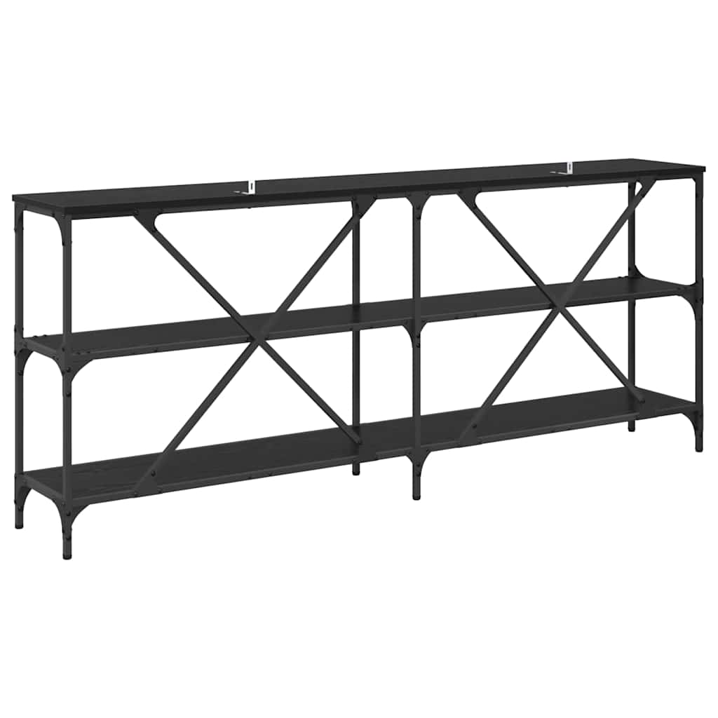 Wandtafel met plank met opslag Zwart Eiken 180 x 30 x 75 cm