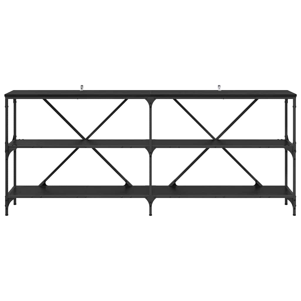 Wandtafel met plank met opslag Zwart Eiken 180 x 30 x 75 cm