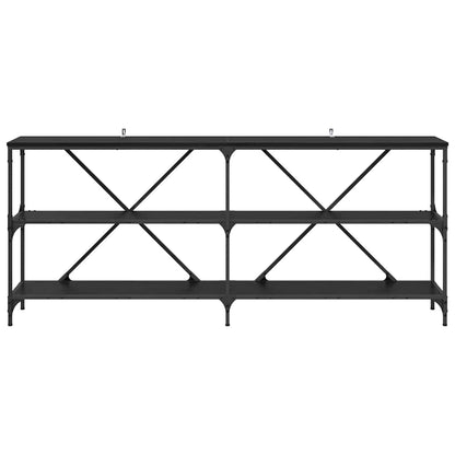 Wandtafel met plank met opslag Zwart Eiken 180 x 30 x 75 cm