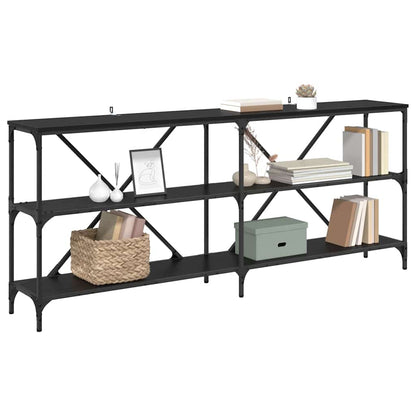 Wandtafel met plank met opslag Zwart Eiken 180 x 30 x 75 cm