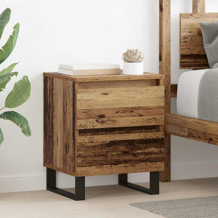 Nachtkastje met lade Oudhout 40 x 35 x 50 cm Bewerkt hout