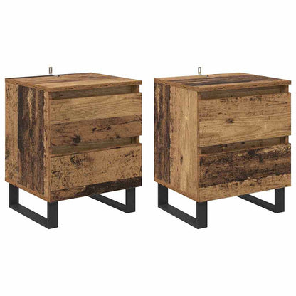 Nachtkastje met lade 2 pcs Oudhout 40 x 35 x 50 cm Bewerkt hout