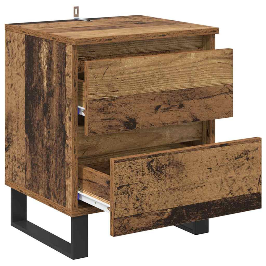 Nachtkastje met lade 2 pcs Oudhout 40 x 35 x 50 cm Bewerkt hout