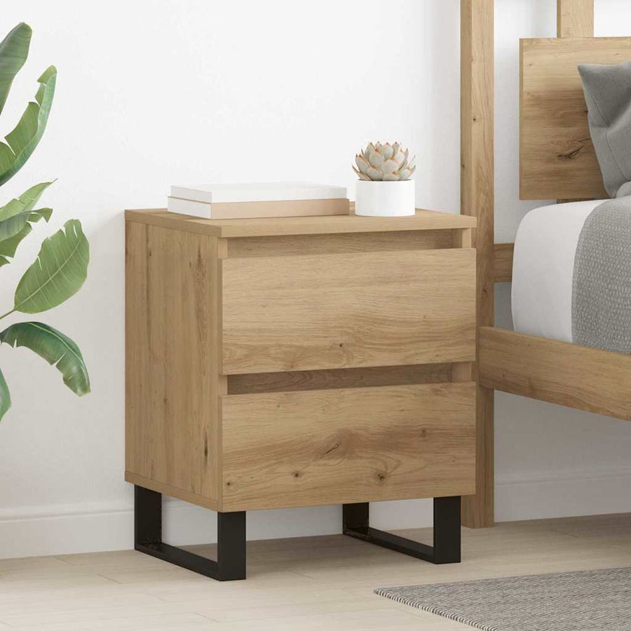 Nachtkastje met lade Artisan Eiken 40 x 35 x 50 cm Bewerkt hout
