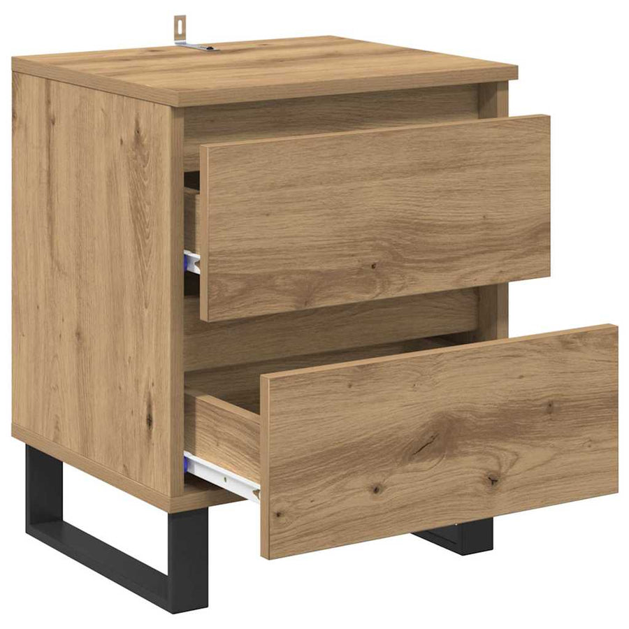 Nachtkastje met lade Artisan Eiken 40 x 35 x 50 cm Bewerkt hout