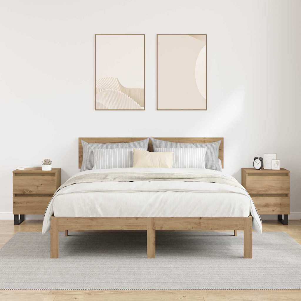 Nachtkastje 2 pcs Artisan Eiken 40 x 35 x 50 cm Bewerkt hout
