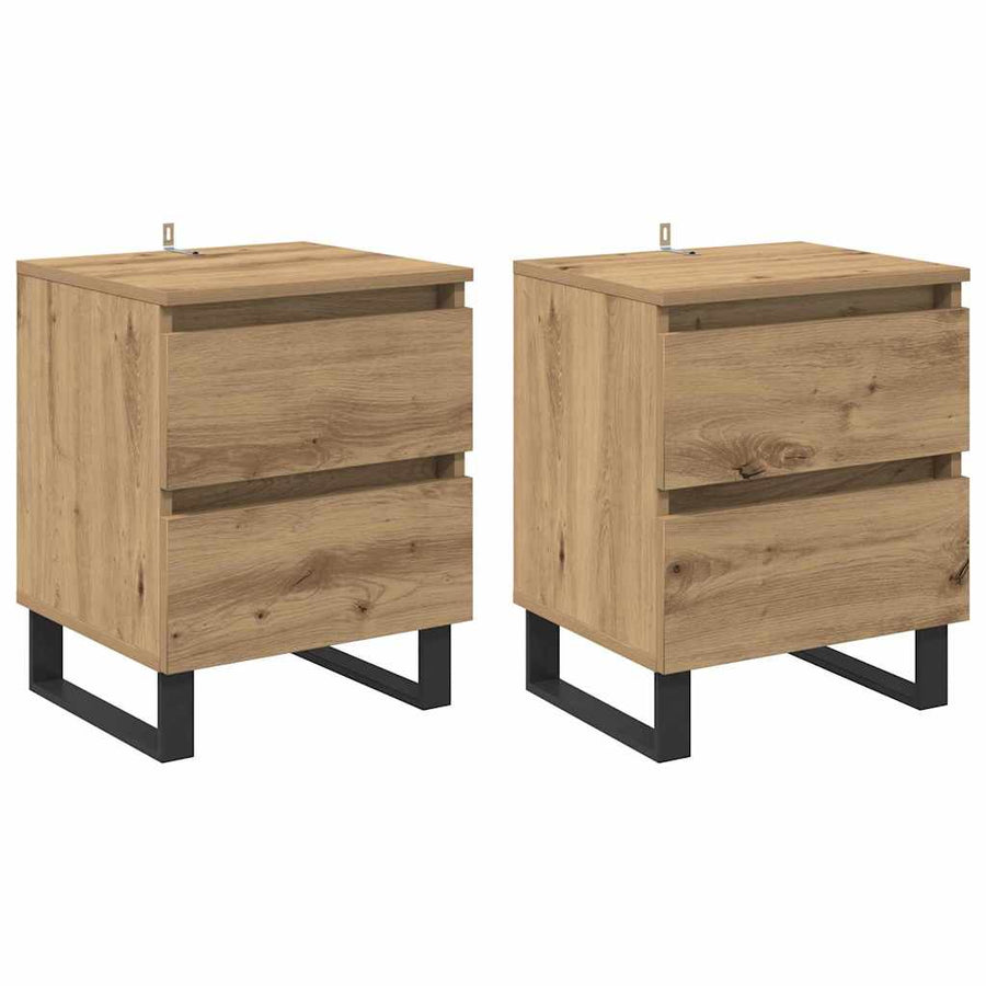 Nachtkastje 2 pcs Artisan Eiken 40 x 35 x 50 cm Bewerkt hout
