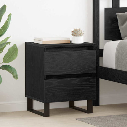 Nachtkastje 2 pcs Zwart Eiken 40 x 35 x 50 cm Bewerkt hout