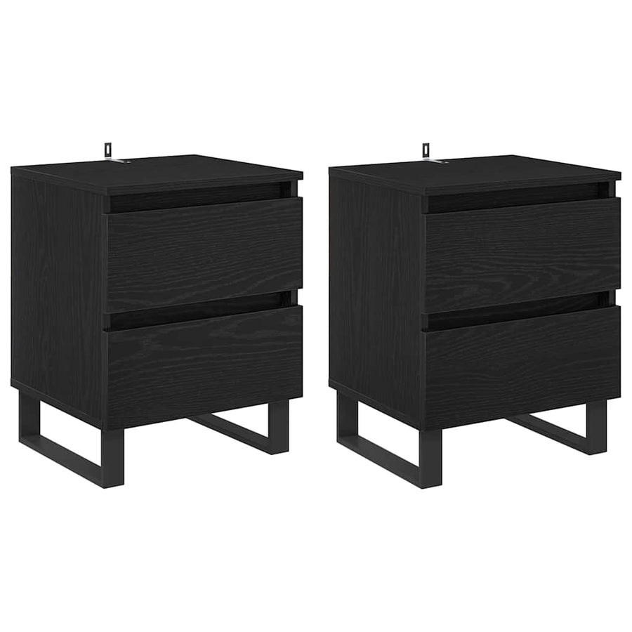 Nachtkastje 2 pcs Zwart Eiken 40 x 35 x 50 cm Bewerkt hout
