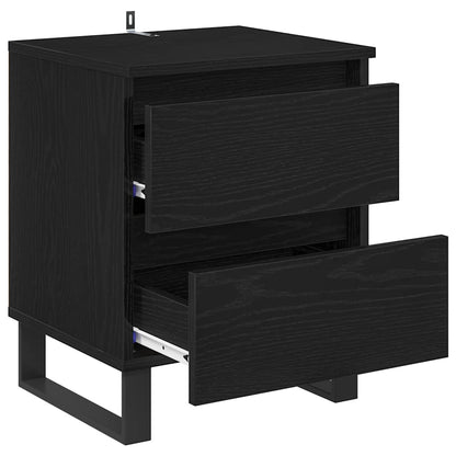 Nachtkastje 2 pcs Zwart Eiken 40 x 35 x 50 cm Bewerkt hout
