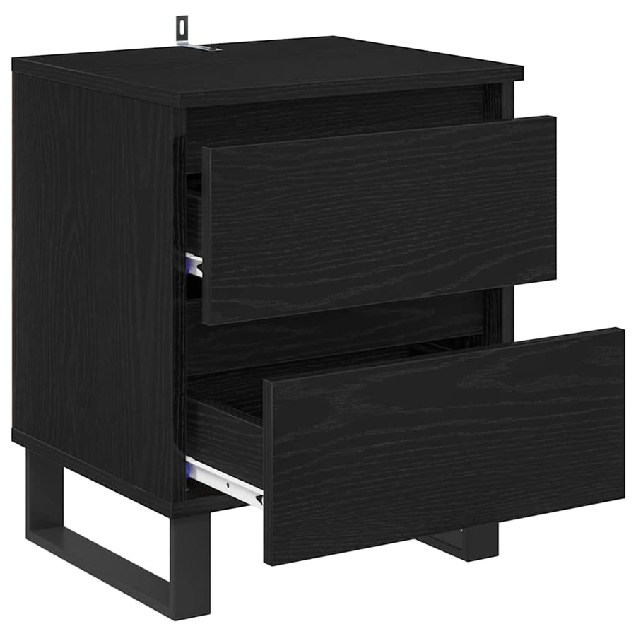 Nachtkastje 2 pcs Zwart Eiken 40 x 35 x 50 cm Bewerkt hout