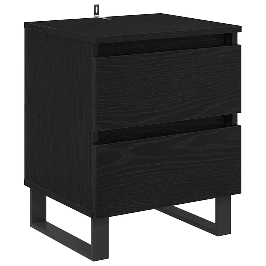 Nachtkastje 2 pcs Zwart Eiken 40 x 35 x 50 cm Bewerkt hout