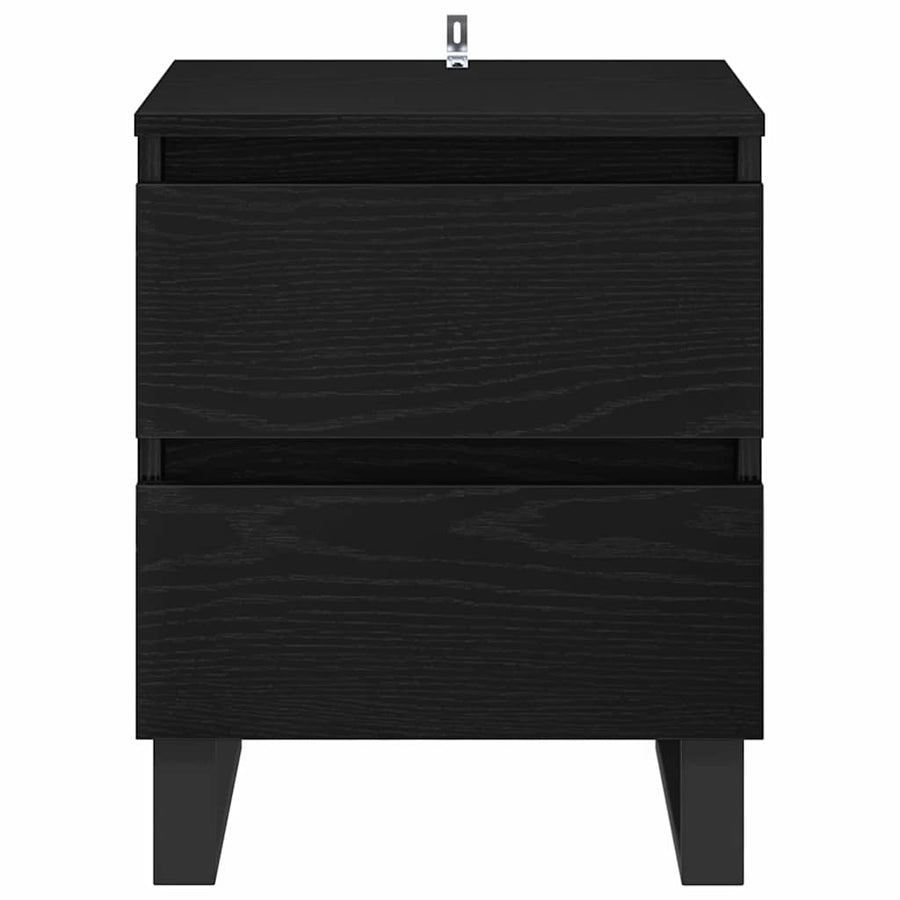 Nachtkastje 2 pcs Zwart Eiken 40 x 35 x 50 cm Bewerkt hout