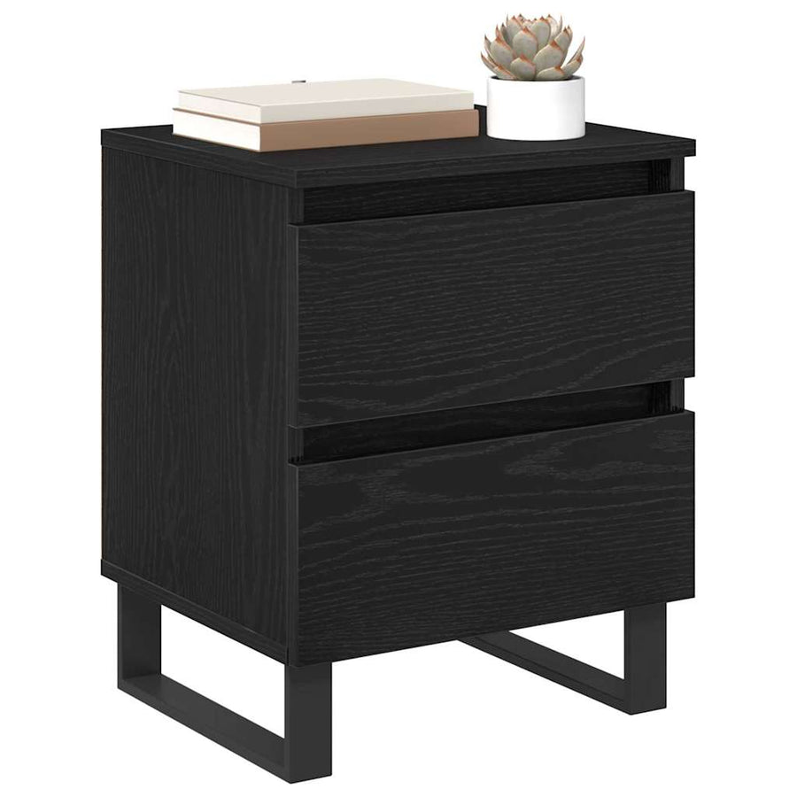 Nachtkastje 2 pcs Zwart Eiken 40 x 35 x 50 cm Bewerkt hout