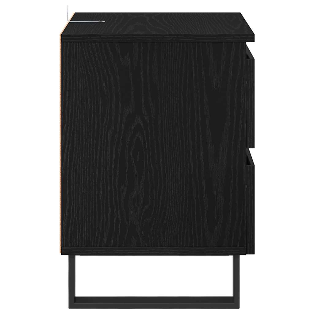 Nachtkastje 2 pcs Zwart Eiken 40 x 35 x 50 cm Bewerkt hout
