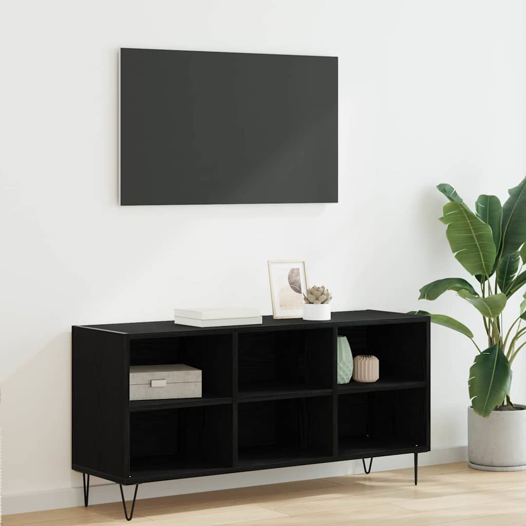 TV-kast Zwart Eiken 103,5 x 30 x 50 cm Bewerkt hout