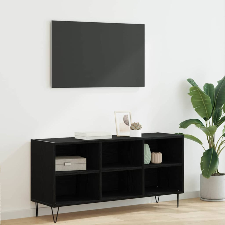 TV-kast Zwart Eiken 103,5 x 30 x 50 cm Bewerkt hout